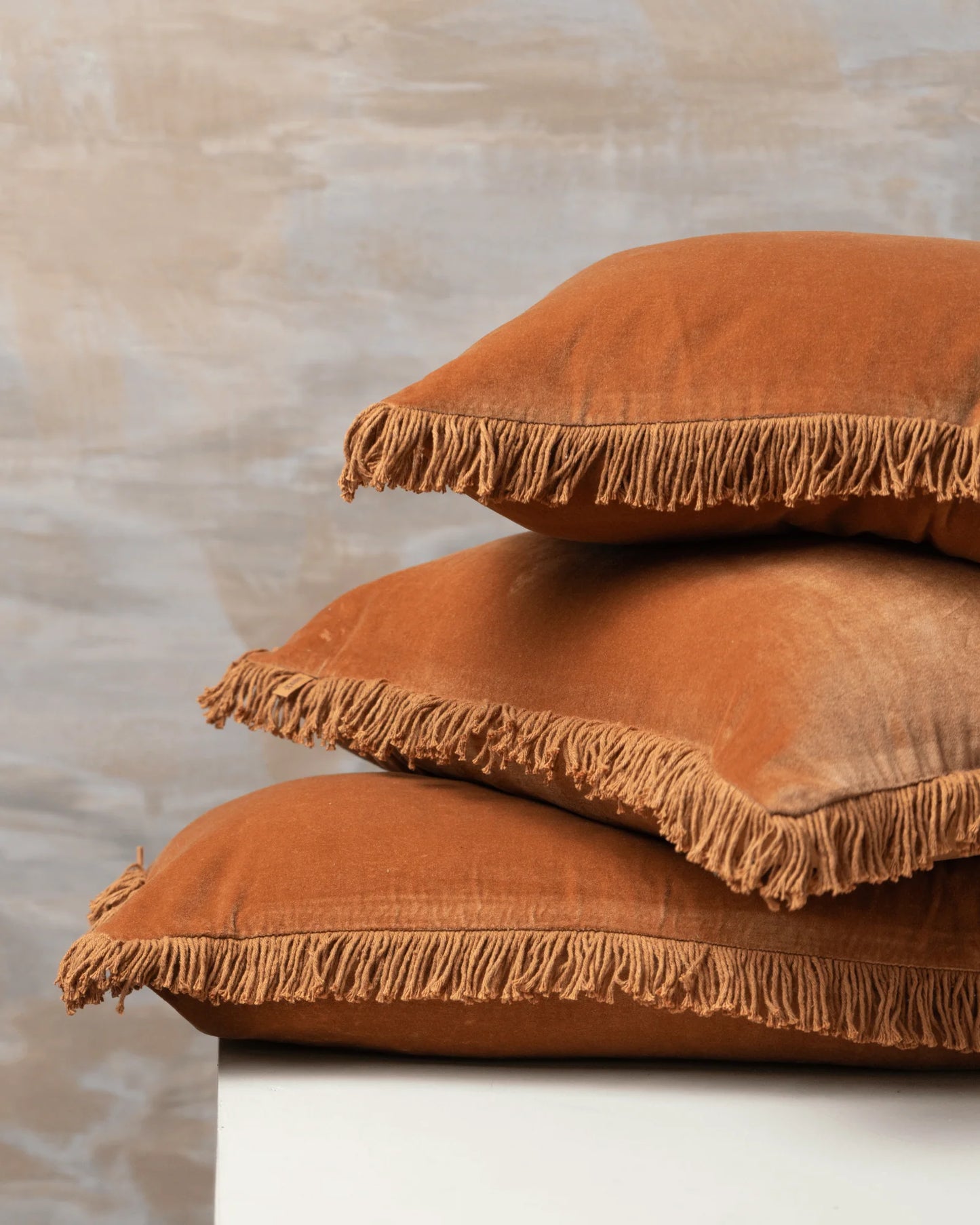 Saarde Velvet Bolster Cushion - Terracotta