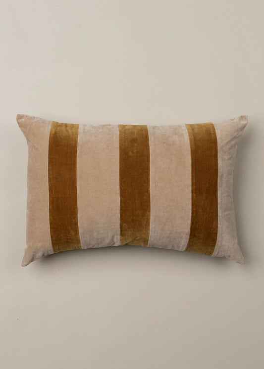 Saarde Velvet Lumbar Cushion - Striped