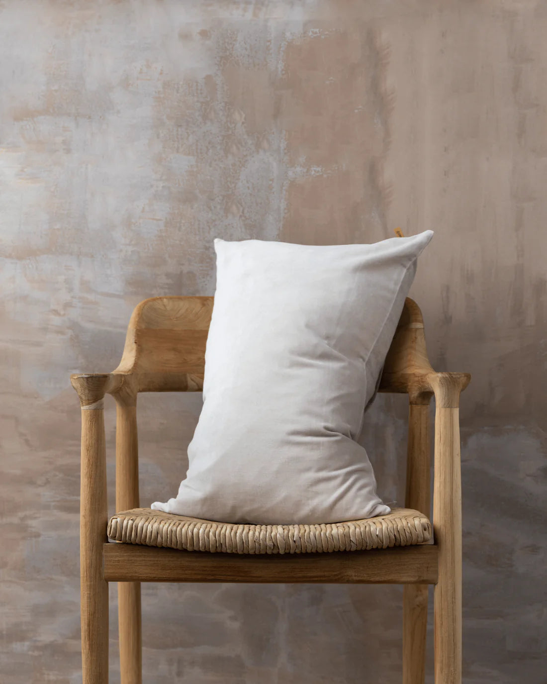 Saarde Linen and Velvet Lumbar Cushion - Clay