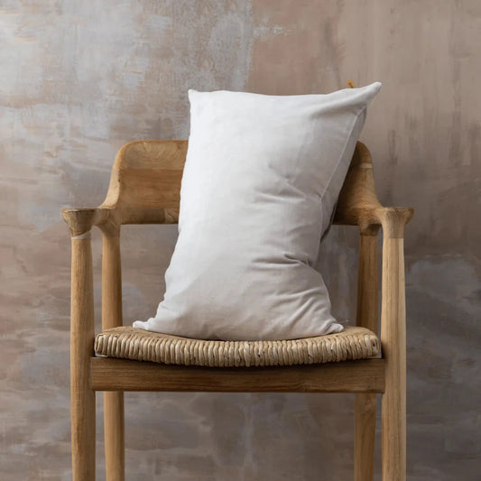 Saarde Linen and Velvet Lumbar Cushion - Clay