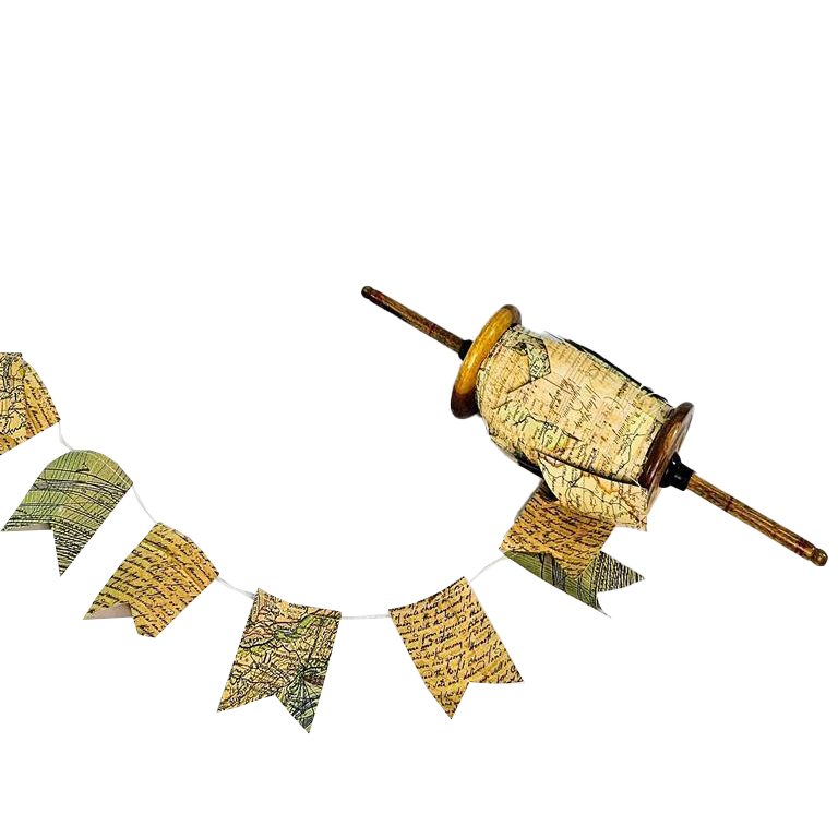 Wood Reel Bunting - White Hearts