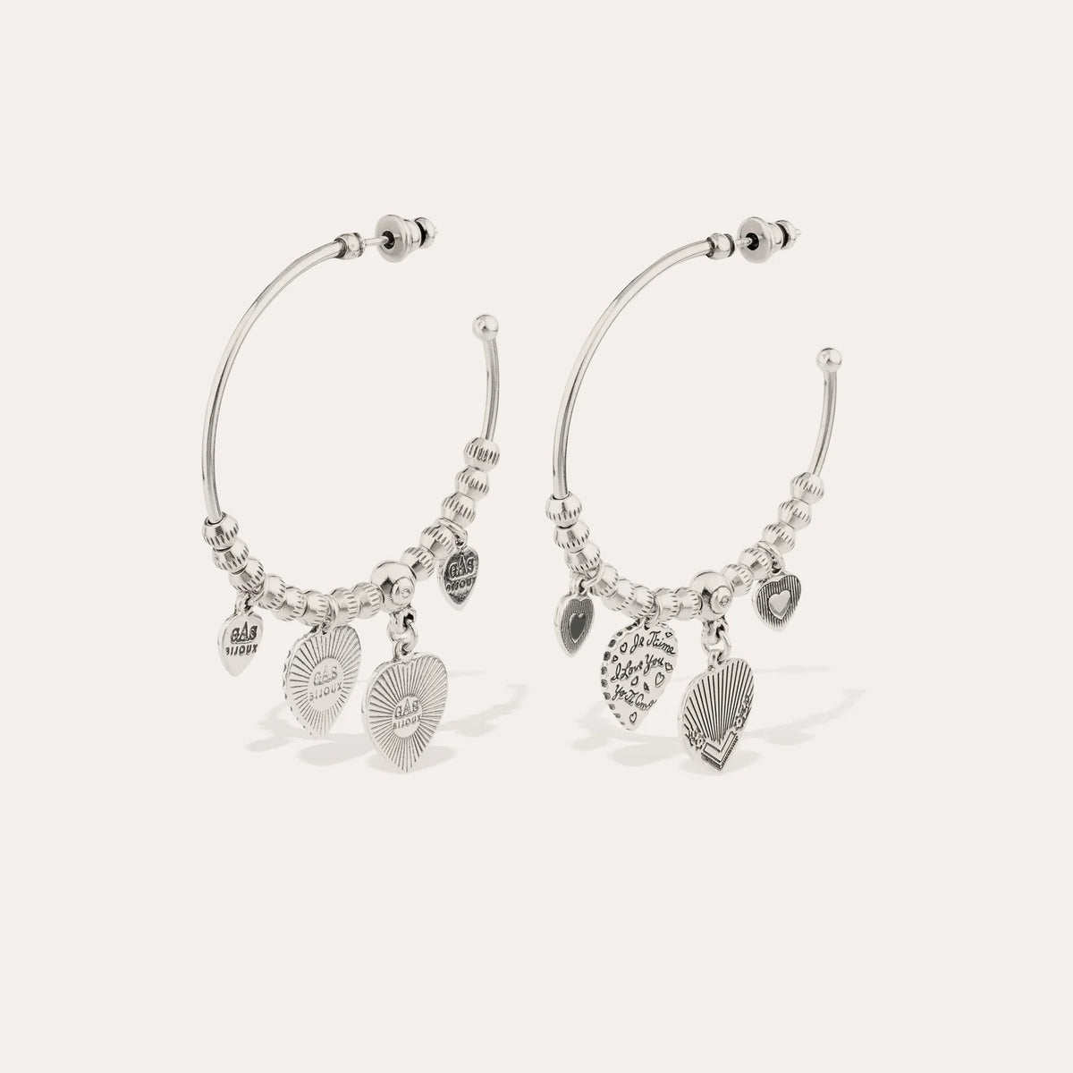 Gas Bijoux Creole Love Hoop Earrings Silver