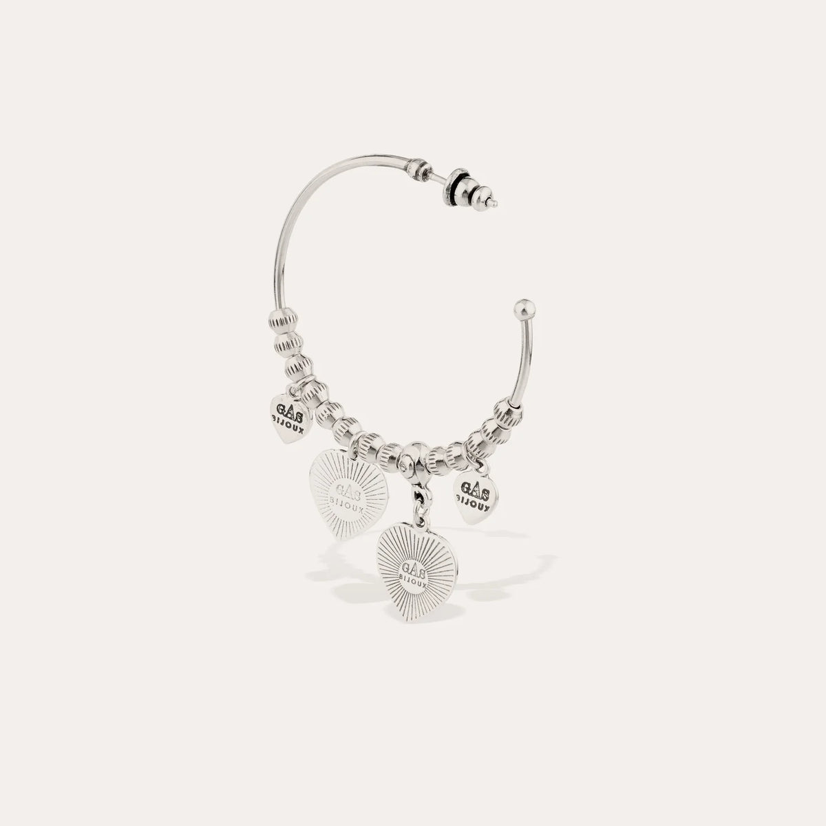 Gas Bijoux Creole Love Hoop Earrings Silver
