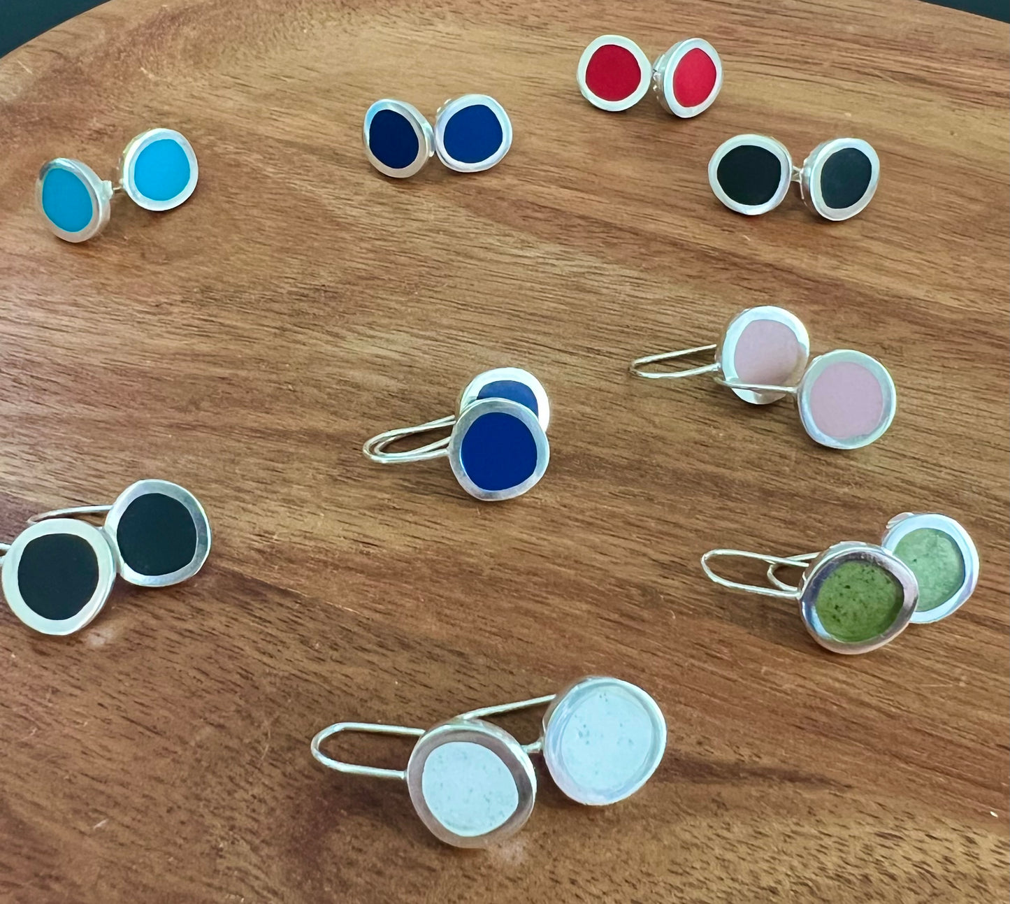 Christine Battocchio Silver and Resin Drop Earrings