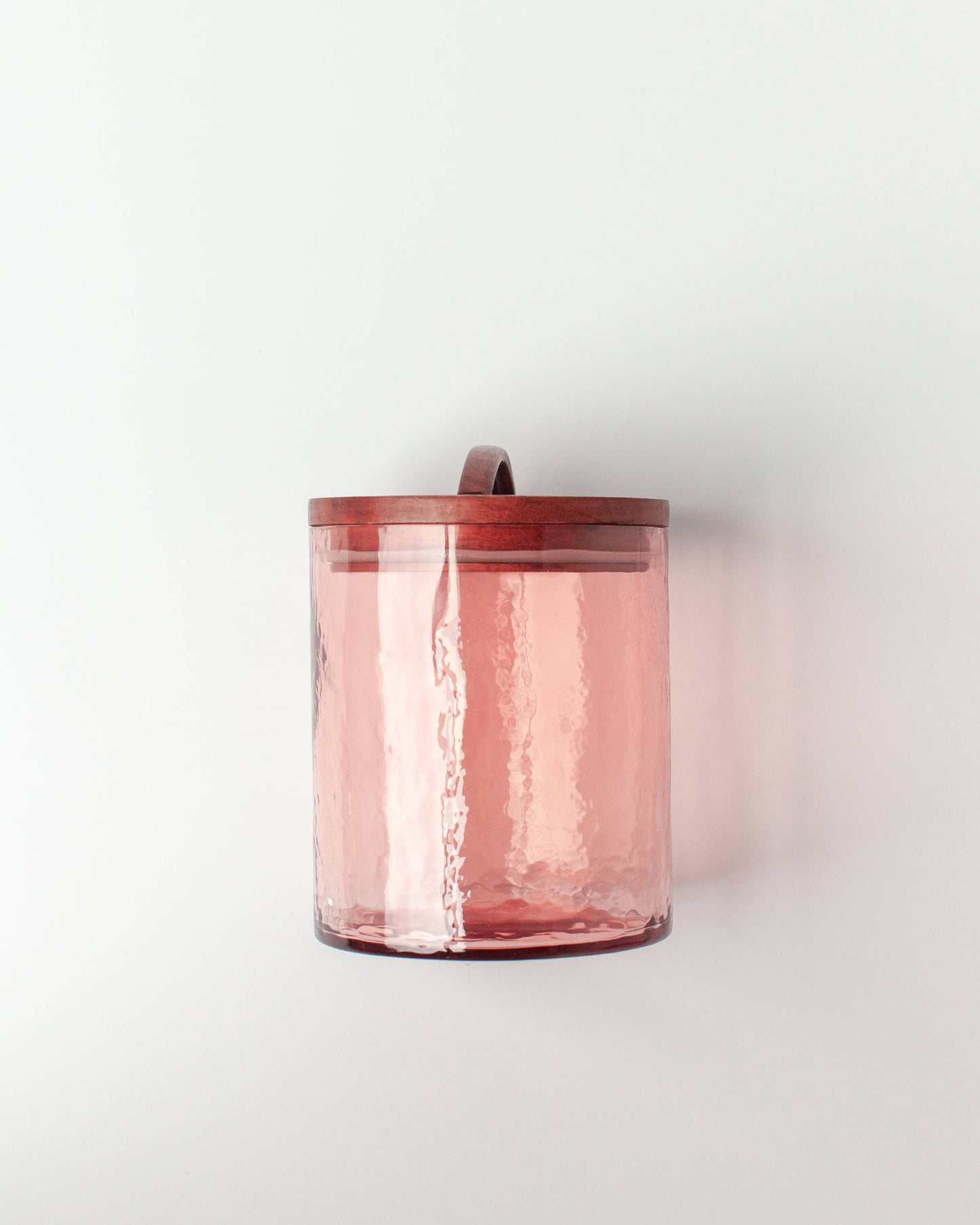 Handblown Hammered Glass Canister - blush / small