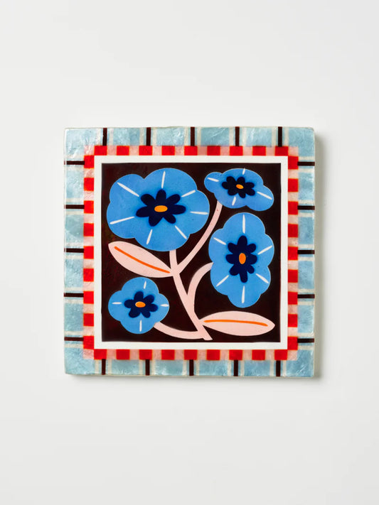 Jones & Co Bloom Nouveau Wall Art -  Blue Square