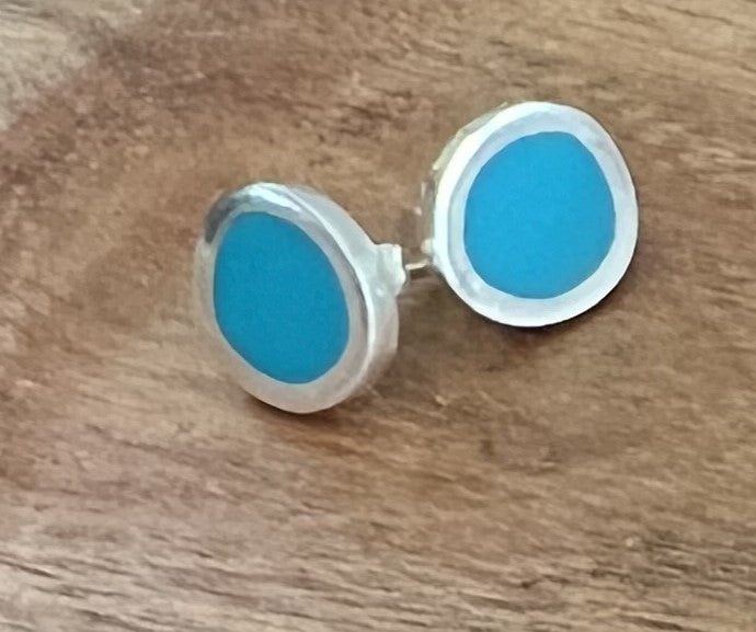 Christine Battocchio silver resin stud earrings