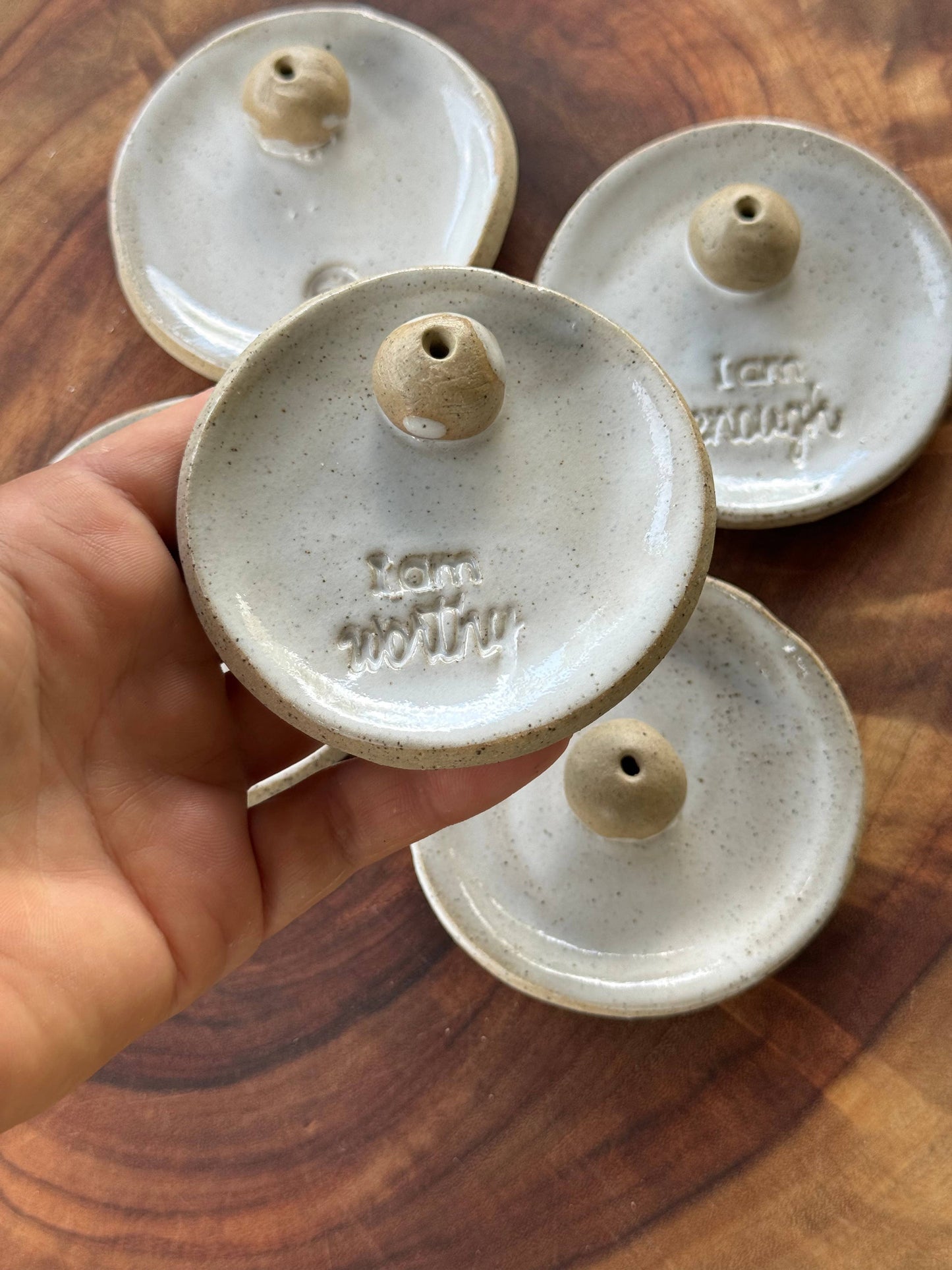 Ceramic incense holders -  with affirmations : I am Loved