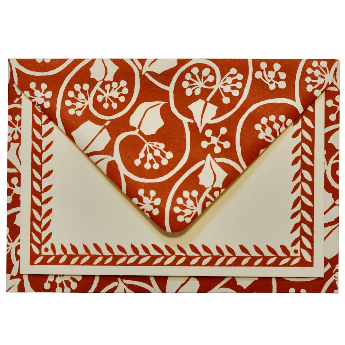 Set of Notecards and Envelopes Small Ivy Stripe Russet