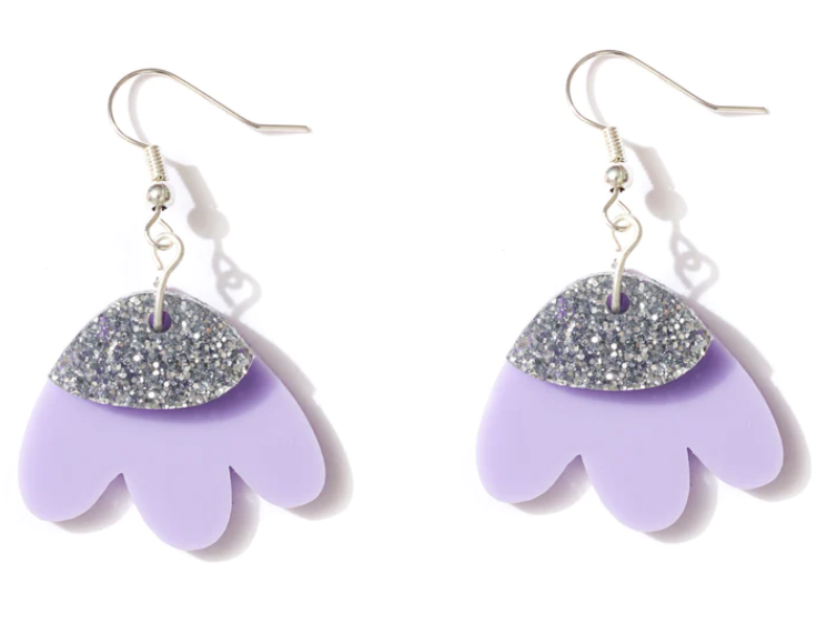 Lavender and Silver Elle Drop Earrings