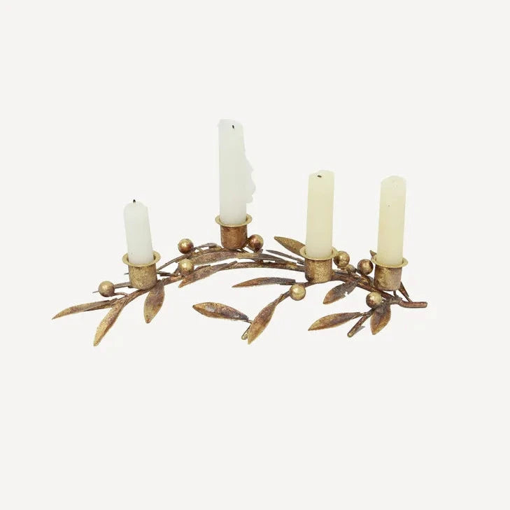 Antique Copper Mistletoe Candle Stick Holder