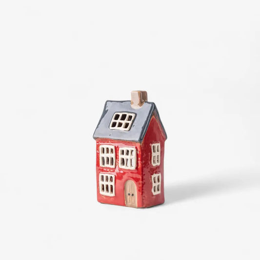 Alsace Tea Light House - red & navy