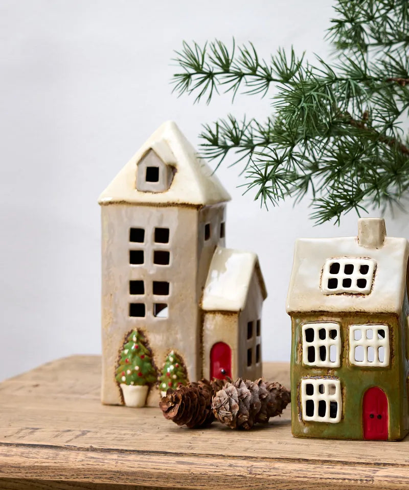 Alsace Tea Light House  - Christmas green