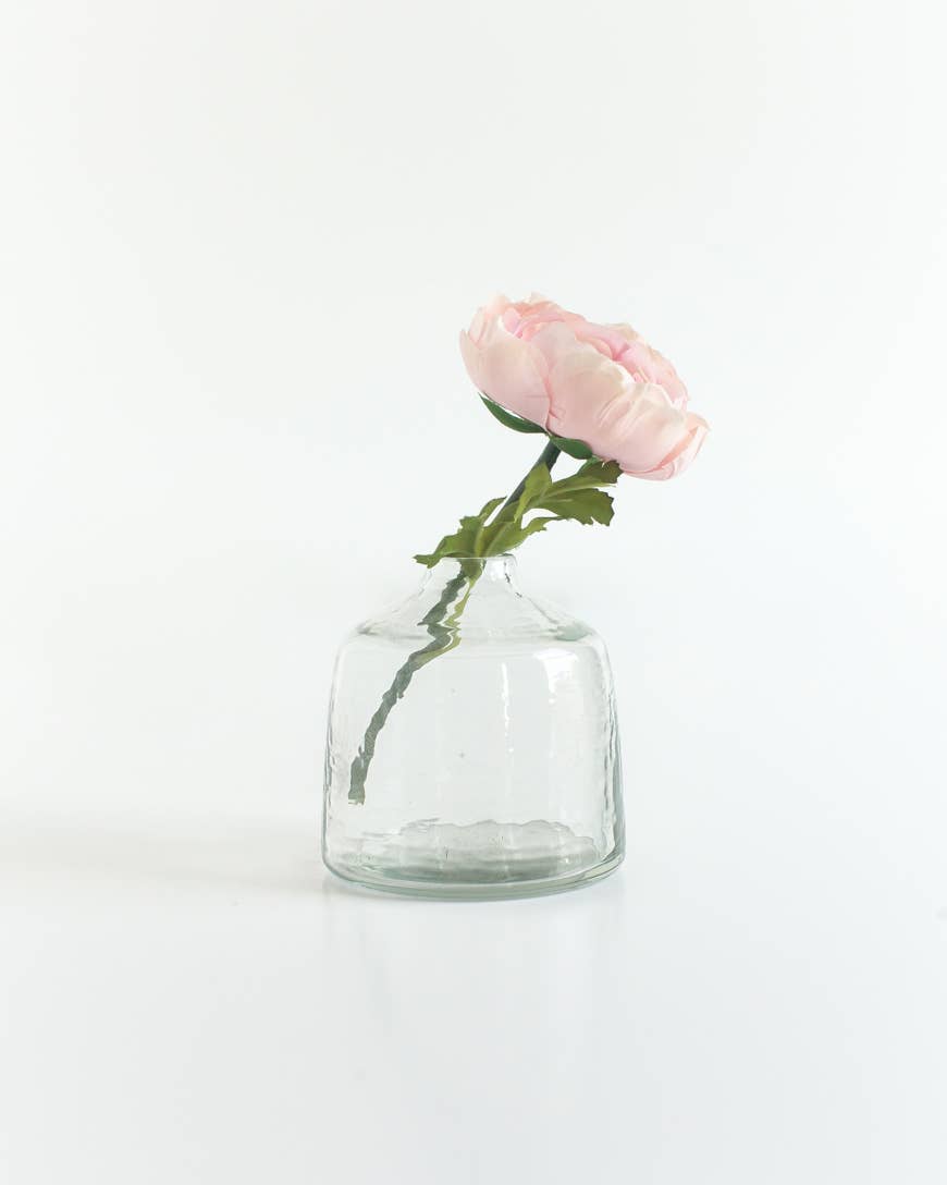 Bella Handblown Hammered Glass Bud Vase - clear