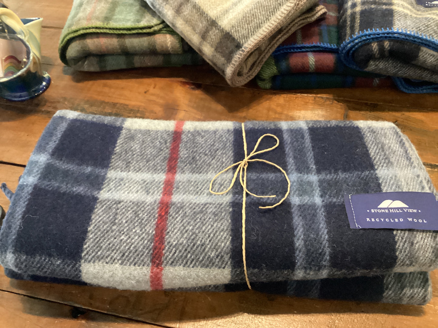 Recycled Wool Tartan Knee Blanket by Stone Hill View