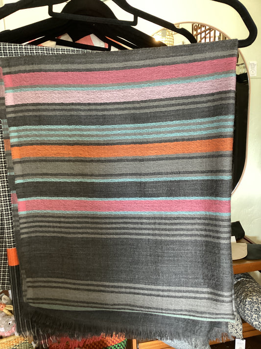 Scarf - Charcoal Multi Stripe