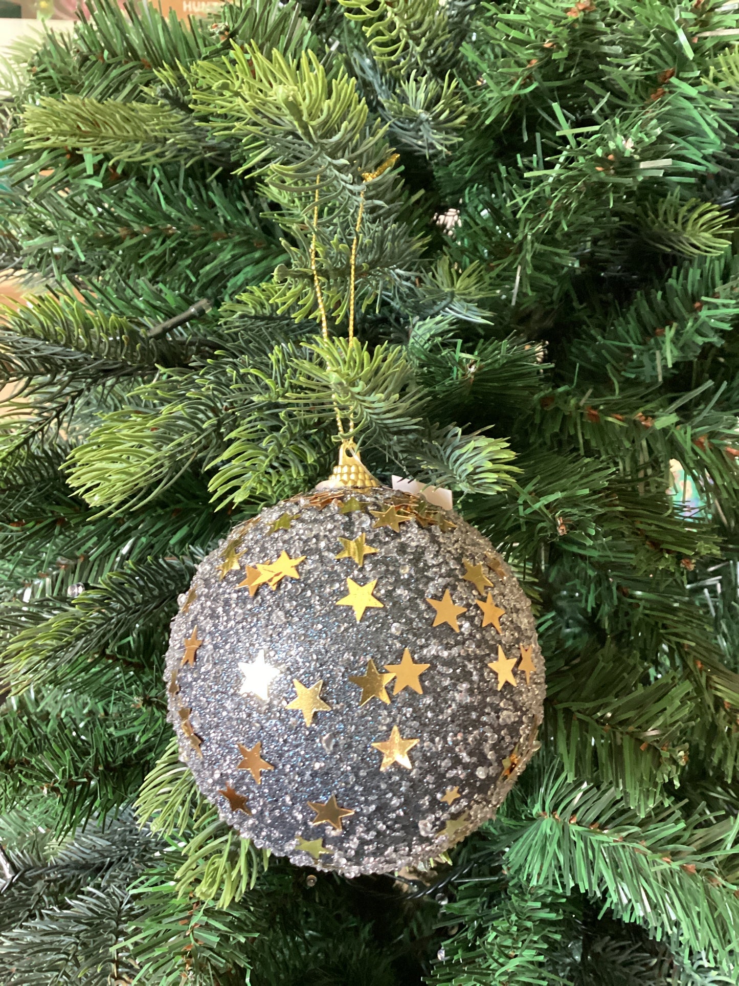 Midnight Blue Gold Stars  Bauble Christmas Decoration