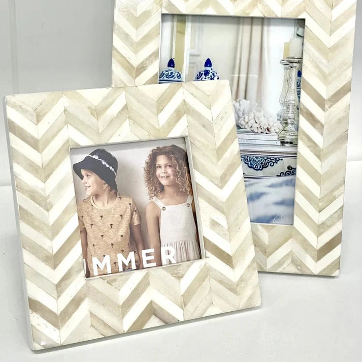 Bone Cream Herringbone Frame (Small)