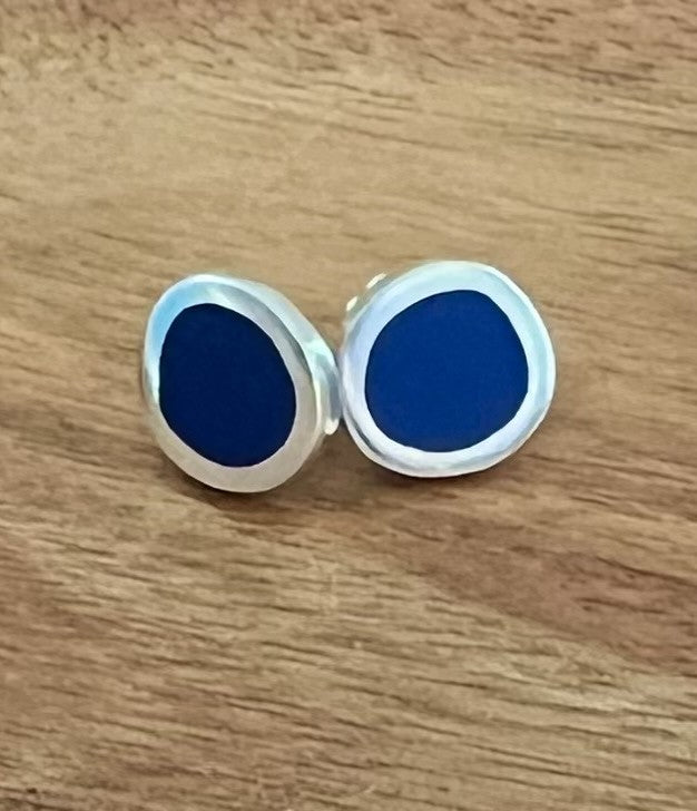 Christine Battocchio silver resin stud earrings