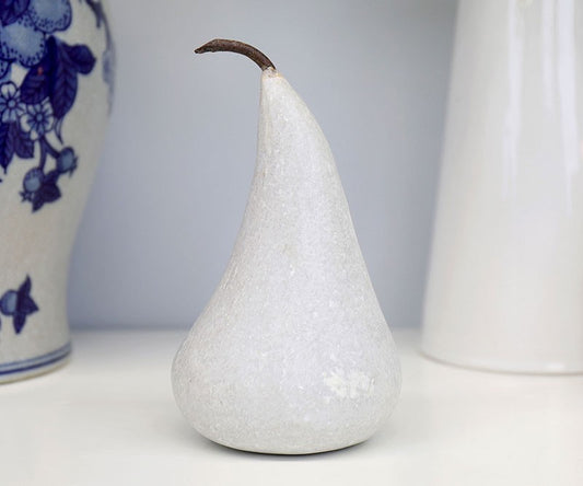 Pears - white marble with iron stem - 2 sizes