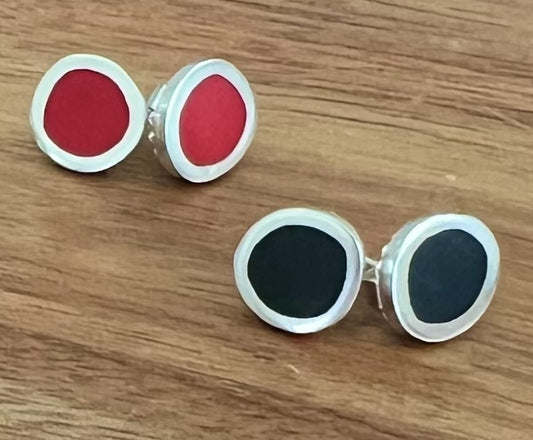 Christine Battocchio silver resin stud earrings