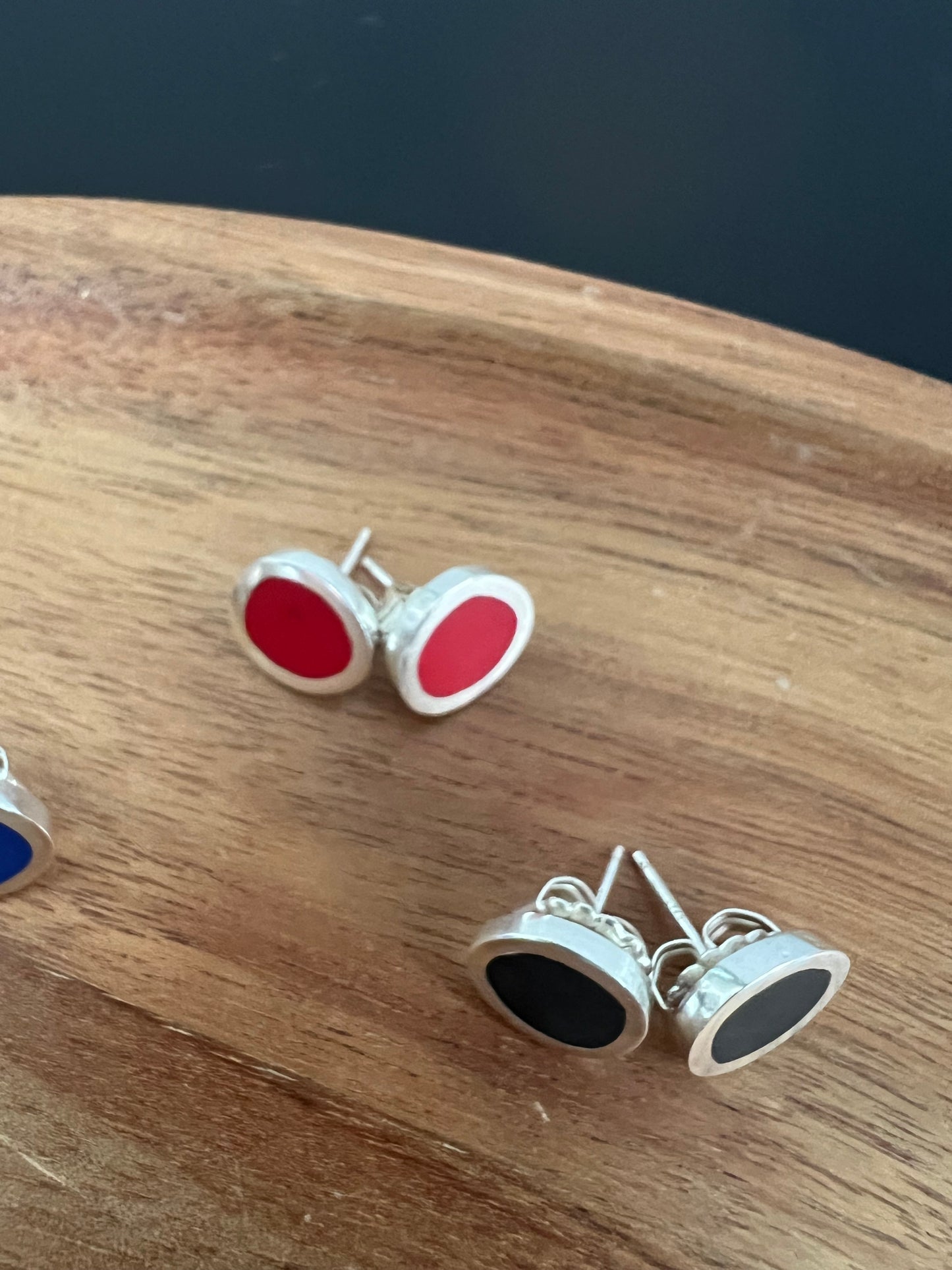 Christine Battocchio silver resin stud earrings