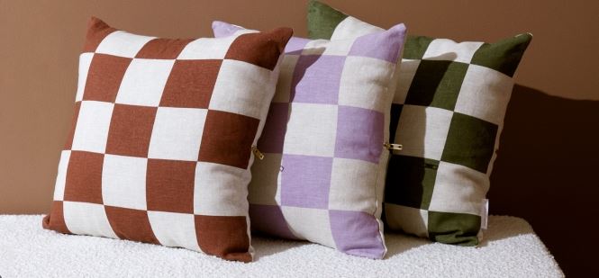 Check Linen Cushion - 50 X 50 cms