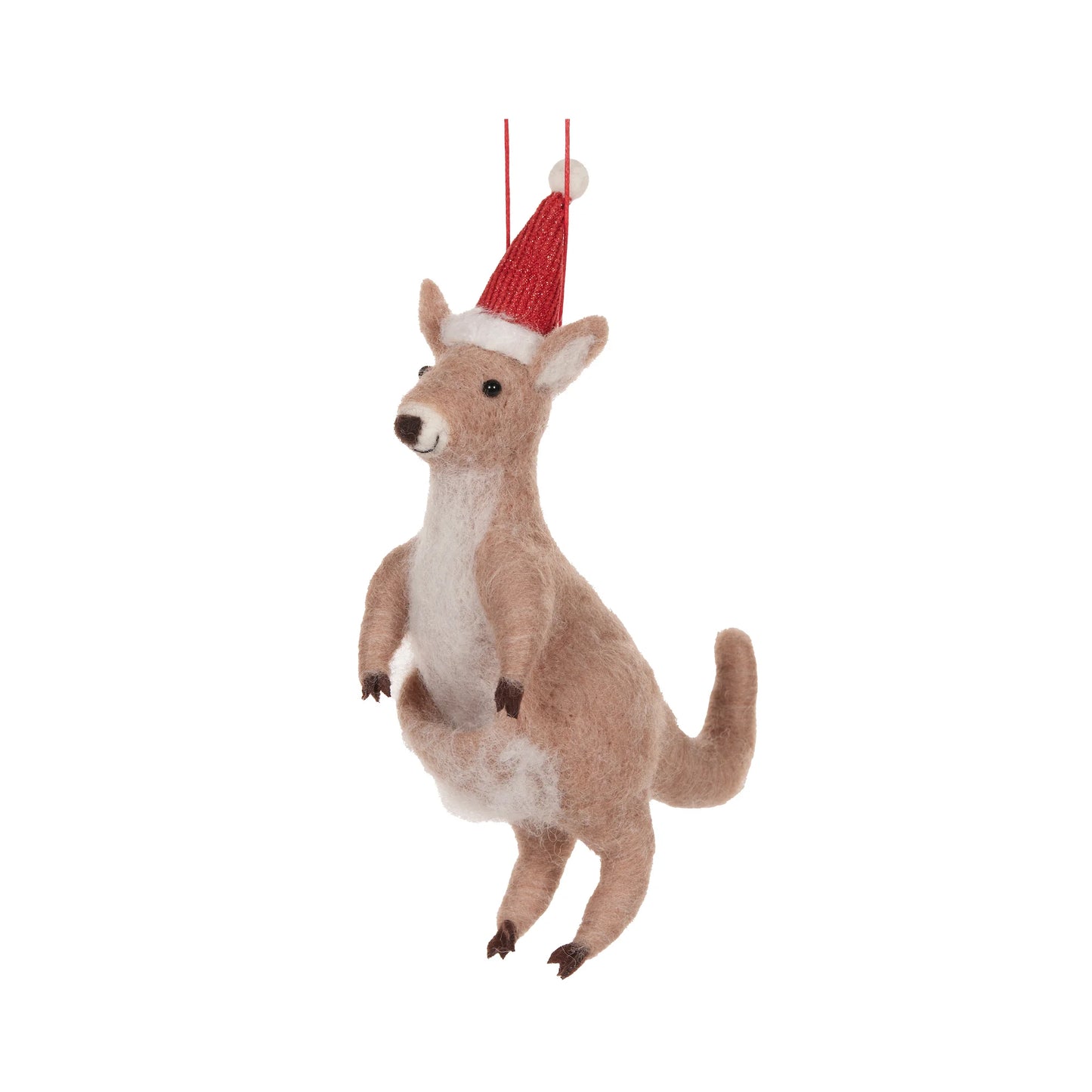 Wool Kangaroo with Santa Hat