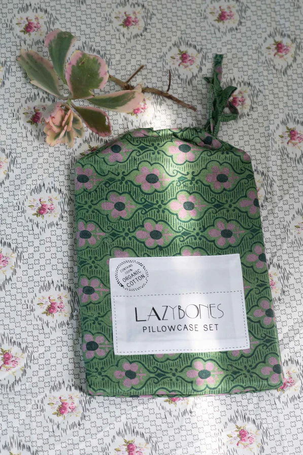Lazybones Summer Flowers pillowcase set  -  organic cotton
