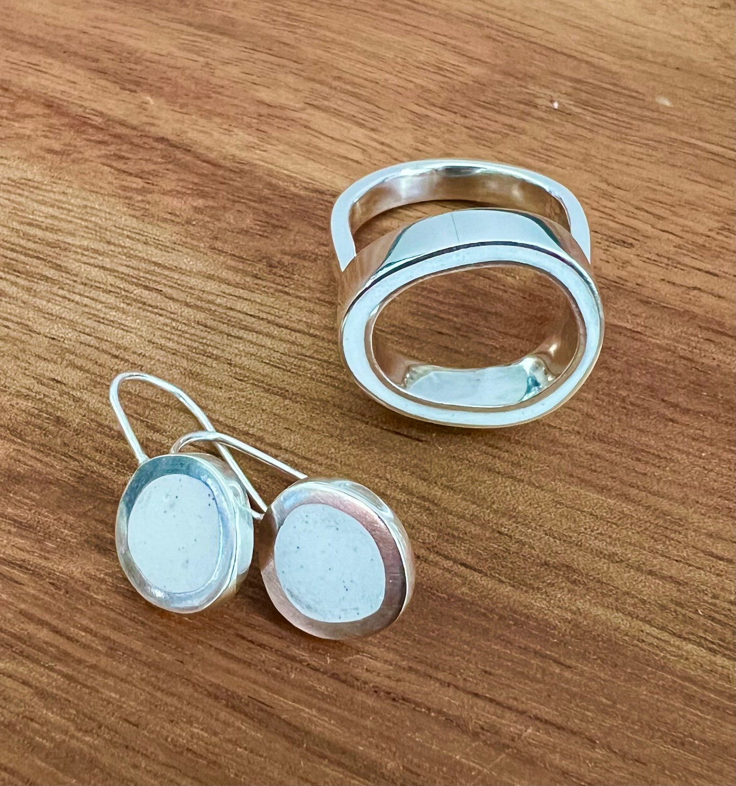 Christine Battocchio Silver and Resin Drop Earrings