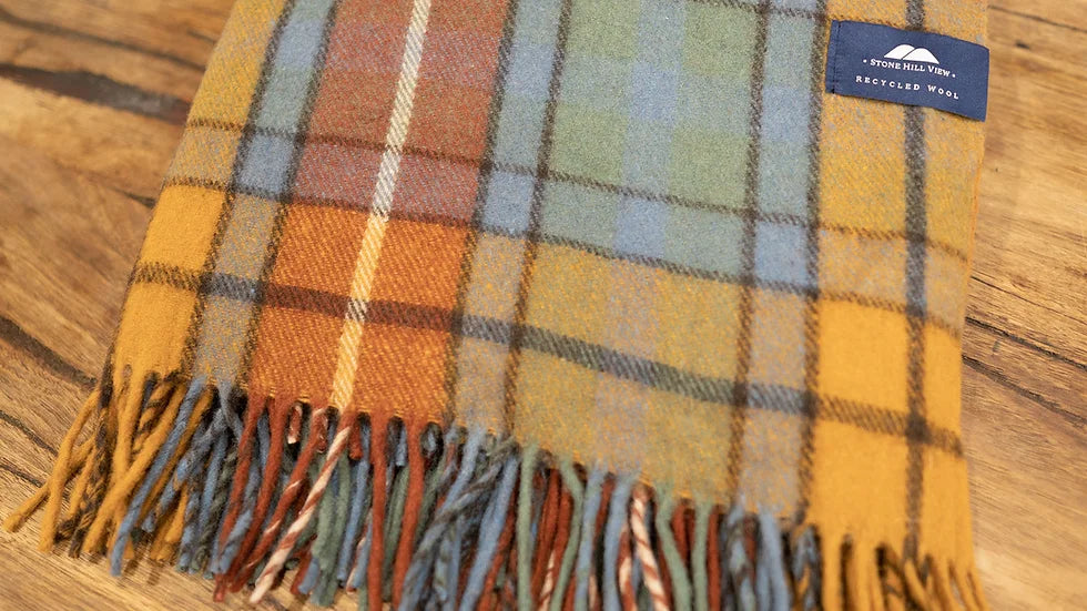 Recycled Wool Tartan Blanket by Stone Hill View